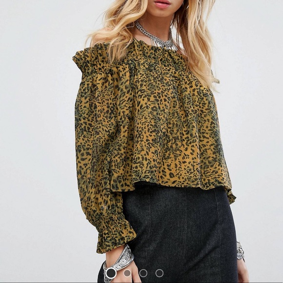 ASOS Tops - ASOS Sacred Hawk Off The Shoulder Leopard Blouse